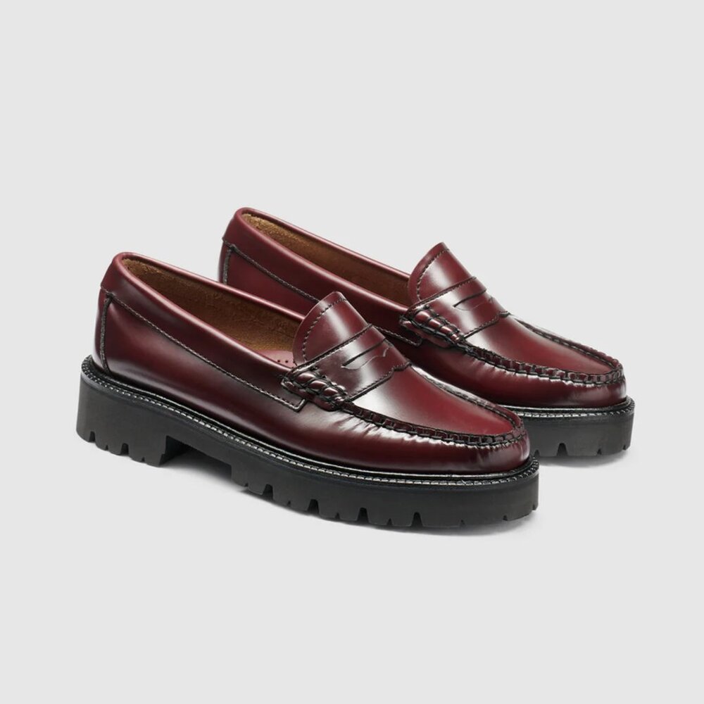 G.H. Bass & Co. Women's Burgundy Leather Lug-Sole Penny Loafers